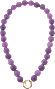 BY ADINA EDEN Purple Amathyst Large Bead Clicker Necklace