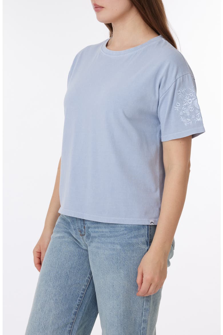 Toni Floral Embroidered Sleeve Boxy Cotton T-Shirt, Alternate, color, EVENTIDE