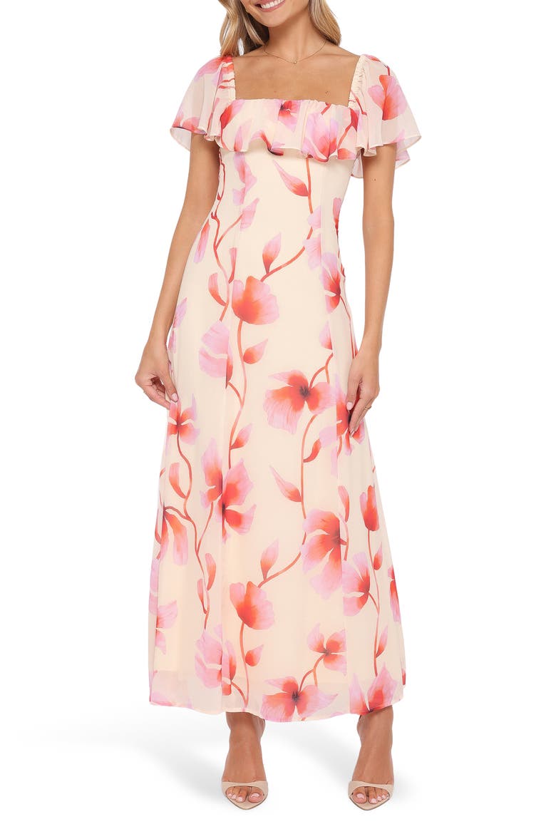 Floral Square Neck Maxi Dress, Main, color, PINK FLORAL