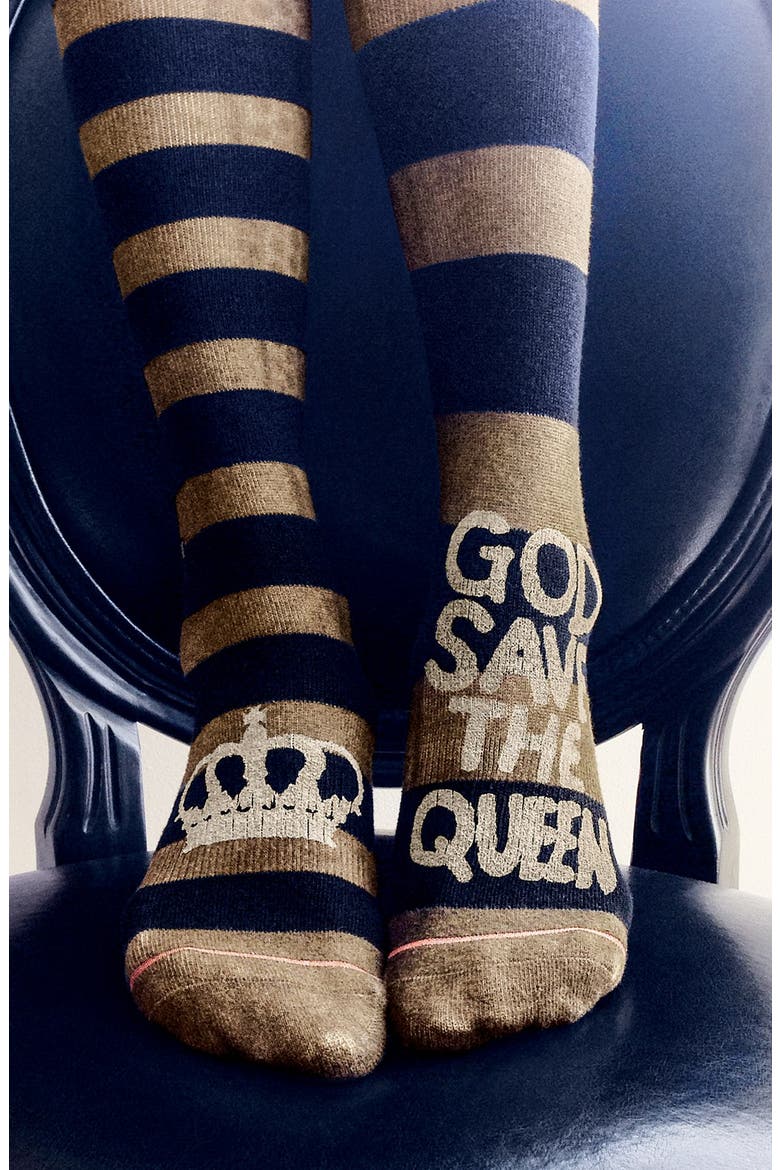 'Save the Queen' Boot Socks, Alternate, color, DARK OLIVE