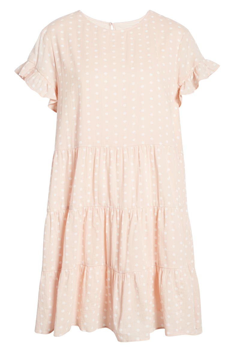 Tiered Ruffle Cotton Babydoll Dress, Alternate, color, PINK SMOKE RACHEL DOT