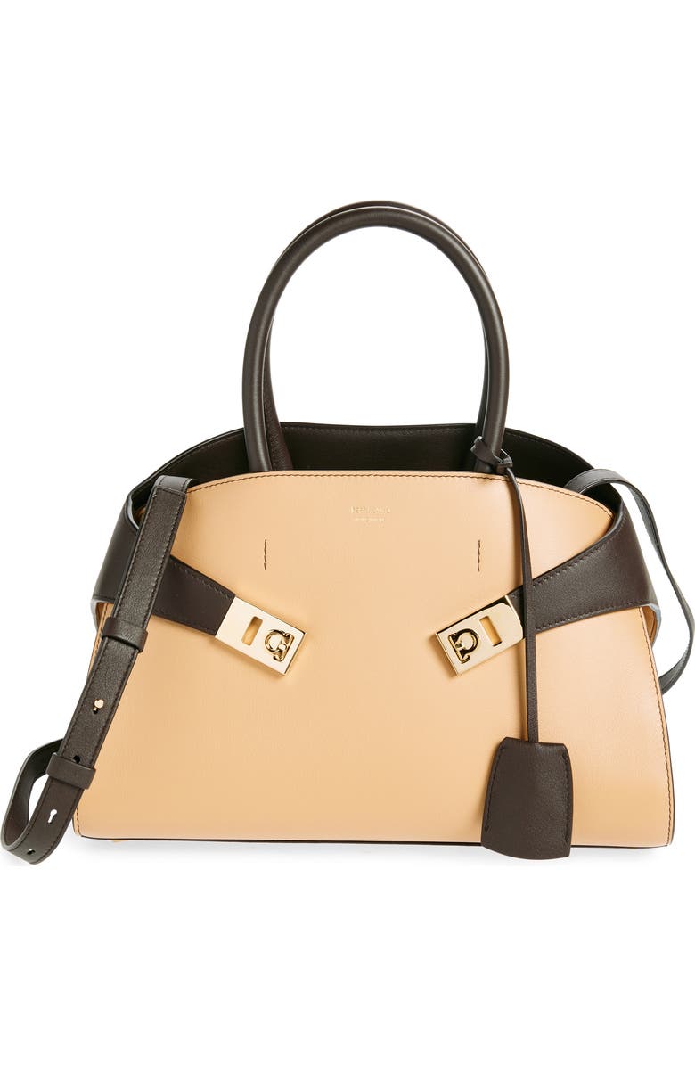 FERRAGAMO Small Hug Leather Top Handle Bag, Main, color,
