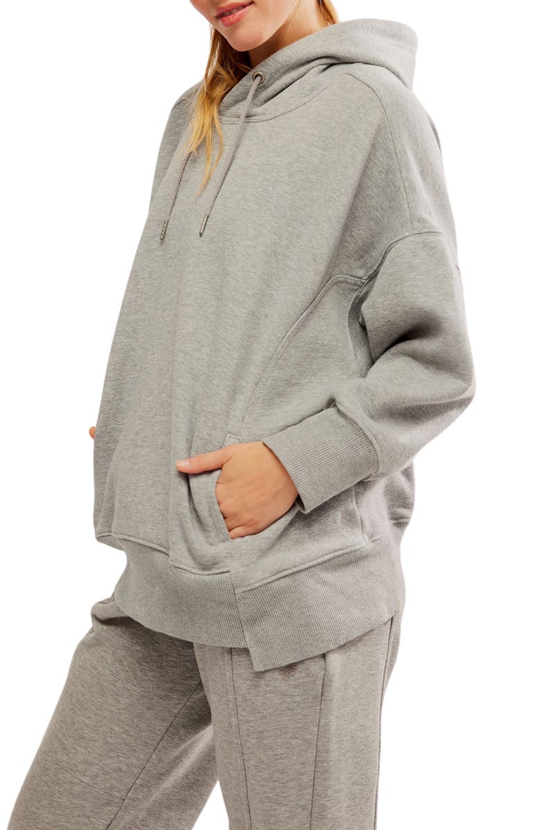 Free People FP Movement Sprint to the Finish Oversize Cotton Blend Hoodie, Alternate, color, Heather Grey