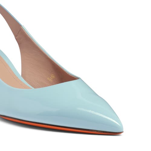 SANTONI PATENT LEATHER MID-HEEL SLINGBACK