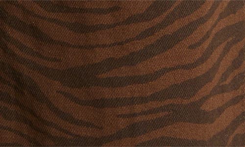 Shop Mango Zebra Stripe High Waist Straight Leg Jeans In Chocolate