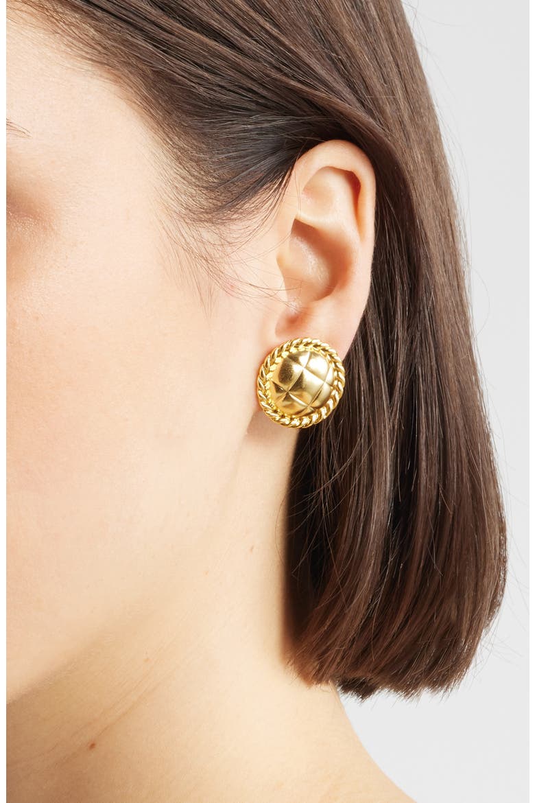 Roman Style Button Earrings, Alternate, color, GOLD