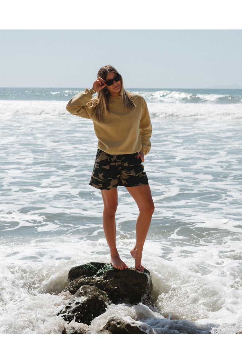Gender Inclusive Post Surf Crew Sweatshirt, Alternate, color, Sunrise Yellow