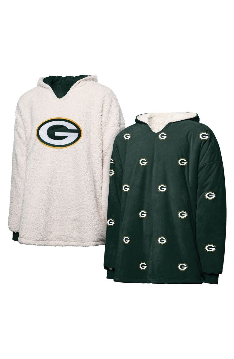 FOCO Green Bay Packers Repeat Print Reversible Hoodeez, Main, color, 