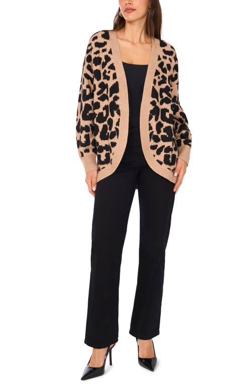 Vince Camuto Leopard Jacquard Cardigan In Brown
