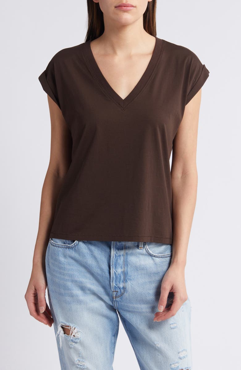 FRAME Easy Cotton V-Neck T-Shirt, Main, color, 