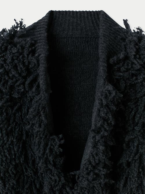 Gobi Mongolian Cashmere Loop-stitch Cashmere Cardigan In Charcoal