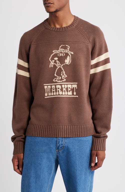 MARKET x Peanuts Spike Cotton Blend Crewneck Sweater in Brown 