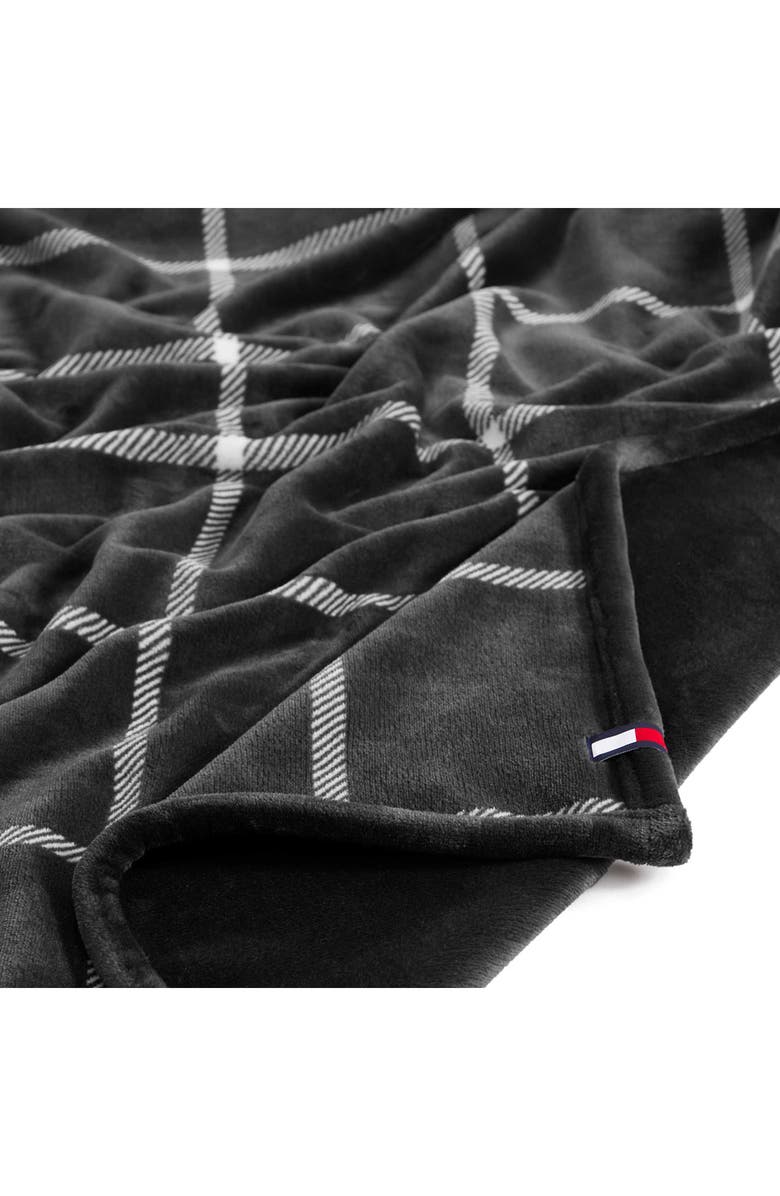 Tommy Hilfiger Dumbo Windowpane Reversible Throw, Alternate, color, Charcoal Grey/ Ivory White