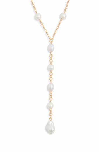 Faux Pearl Station Y-Necklace