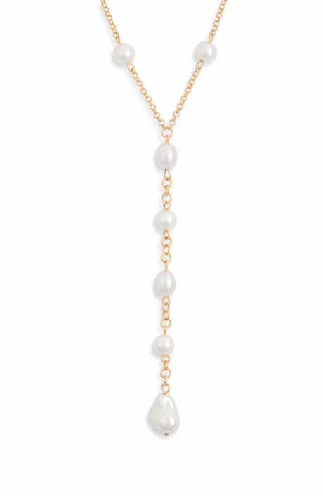NORDSTROM RACK Faux Pearl Station Y-Necklace