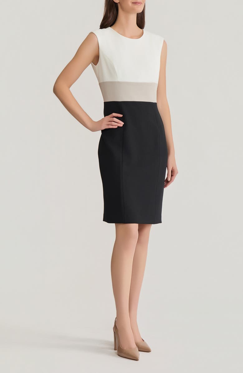 KASPER Colorblock Sheath Dress, Alternate, color, Vanilla Ice Multi