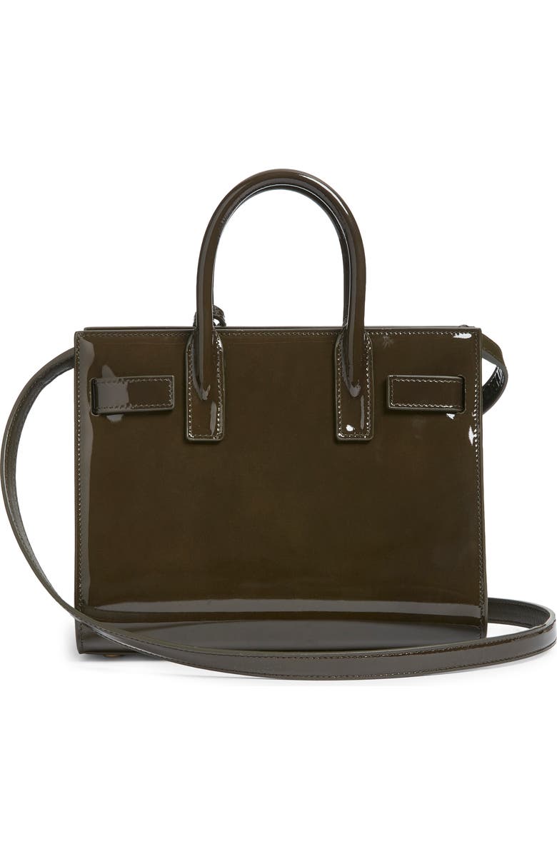 Saint Laurent Nano Sac de Jour Patent Leather Handbag, Alternate, color, Dark Vineyard Green