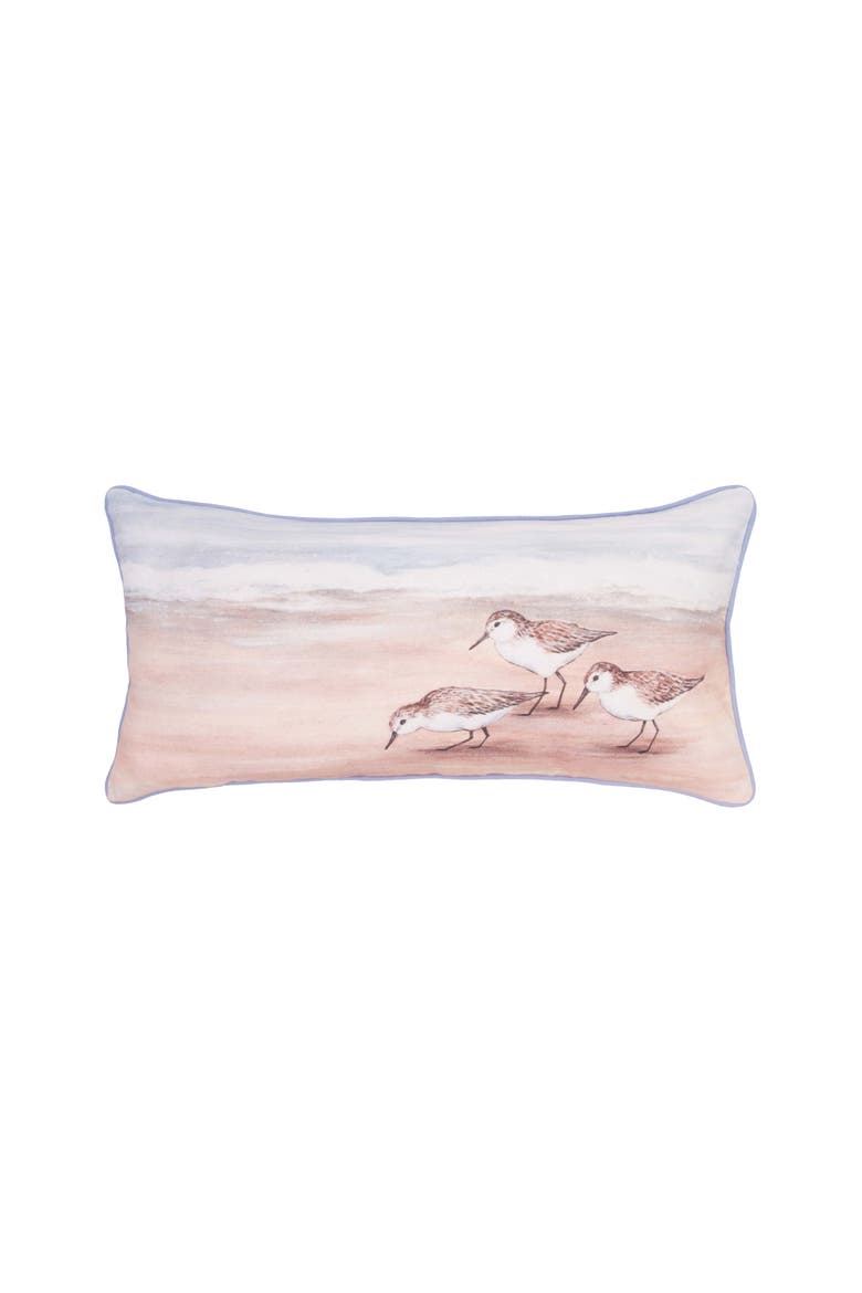 Sandpiper Coastal Shores Graphic Print Piped Throw Pillow, 12" x 24", Main, color, Blue