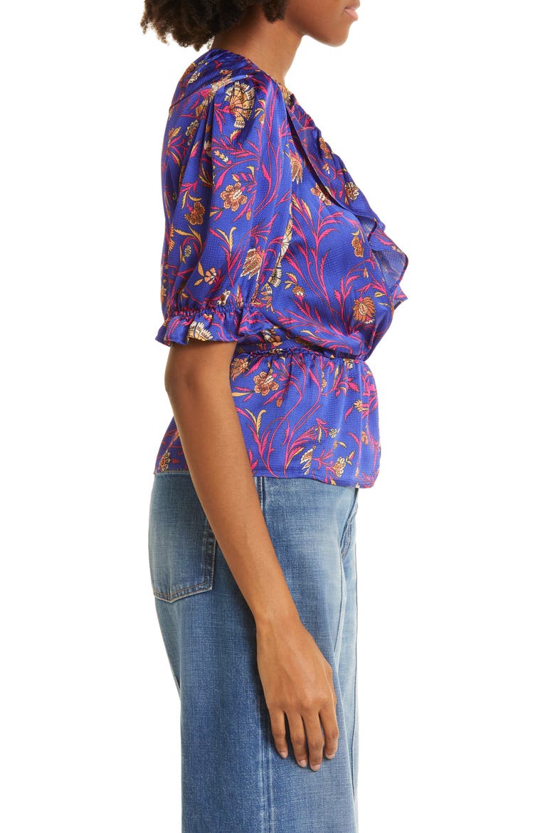 Chella Puff Sleeve Peplum Top, Alternate, color, BLEU