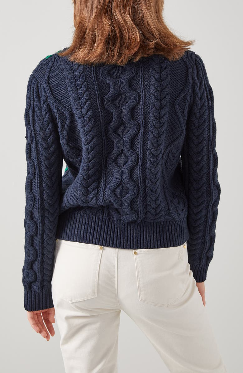 LK Bennett Mia Cable Stitch Sweater, Alternate, color, Blue-Navy