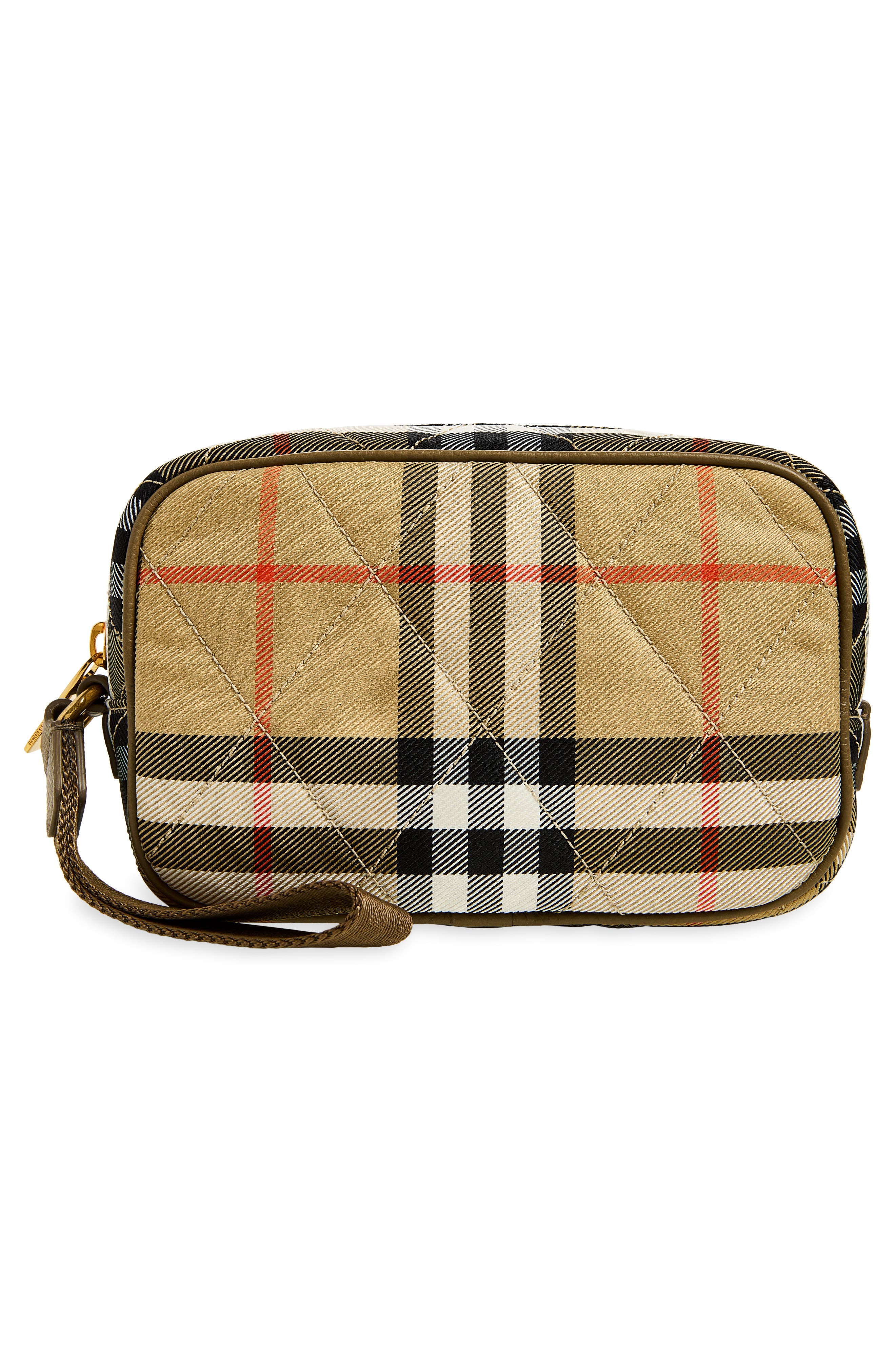Horseshoe Check Quilted Twill Wristlet, Alternate, color, SAND