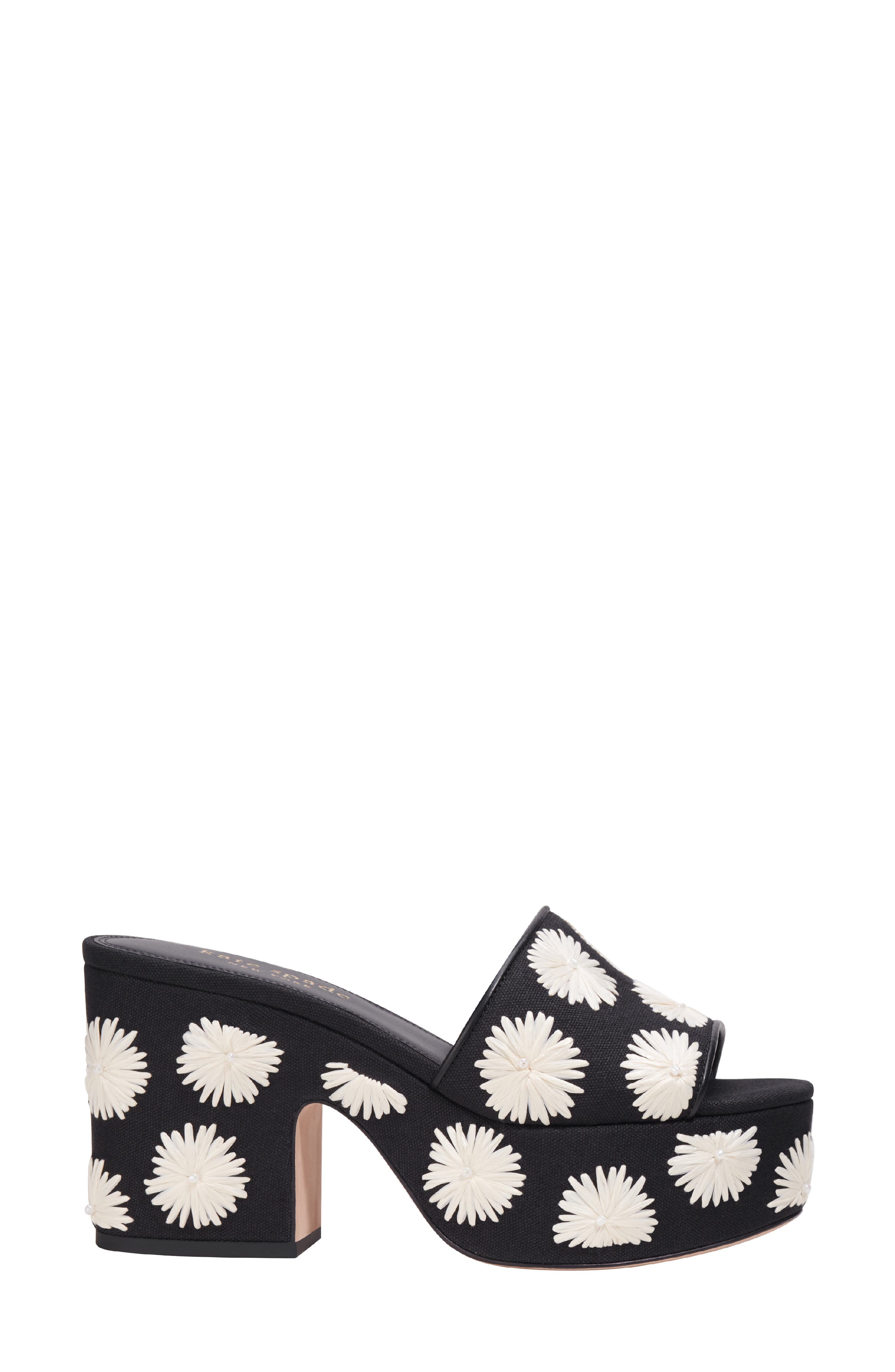 Kate Spade New York ibiza platform slide sandal, Alternate, color, Black/ Cream