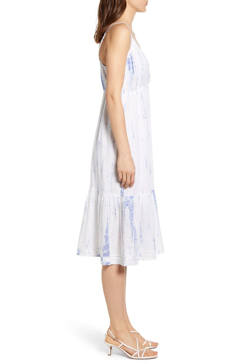 Delilah Openwork Linen Blend Midi Dress, Alternate, color, CLOUD TIE DYE