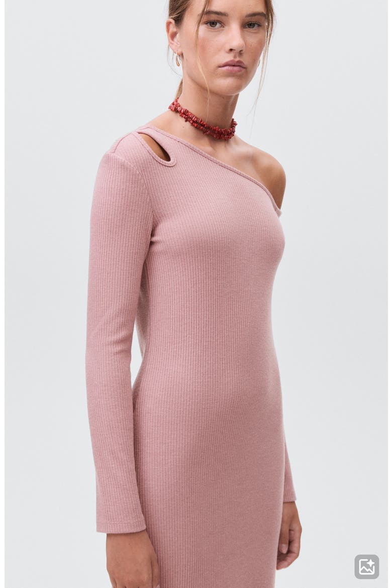 Cutout One-Shoulder Long Sleeve Dress, Alternate, color, PINK
