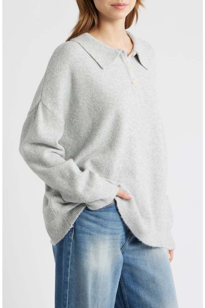 Jesse Knit Polo Sweater, Alternate, color, HEATHER GREY