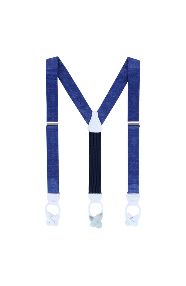 Trafalgar Ugly Christmas Sweater Navy Blue Silk Button End Suspenders, Alternate, color, Navy