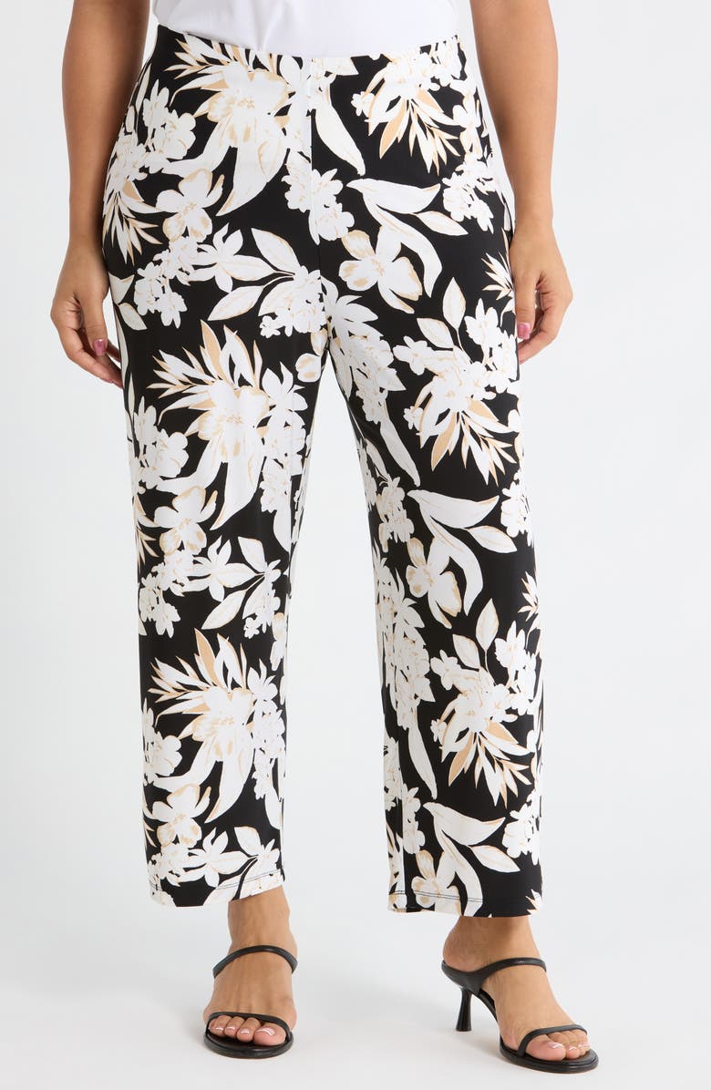 AK ANNE KLEIN Print Knit Crop Wide Leg Pants, Main, color, Anne Black Multi