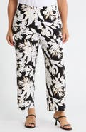 AK ANNE KLEIN Print Knit Crop Wide Leg Pants
