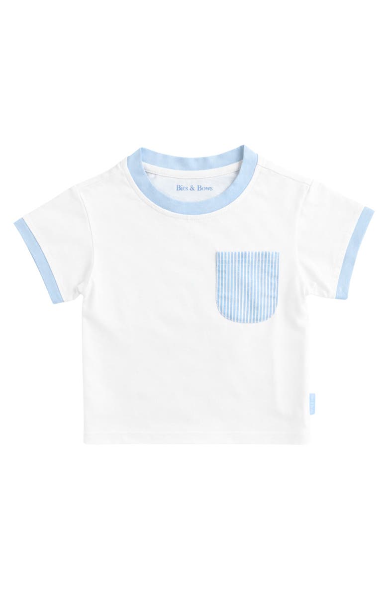 Bits & Bows Seersucker Pocket T-Shirt, Main, color, Blue