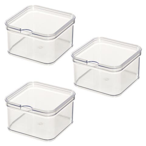 Stackable Fridge Organizer Bins with Lids - Set of 3 - Clear