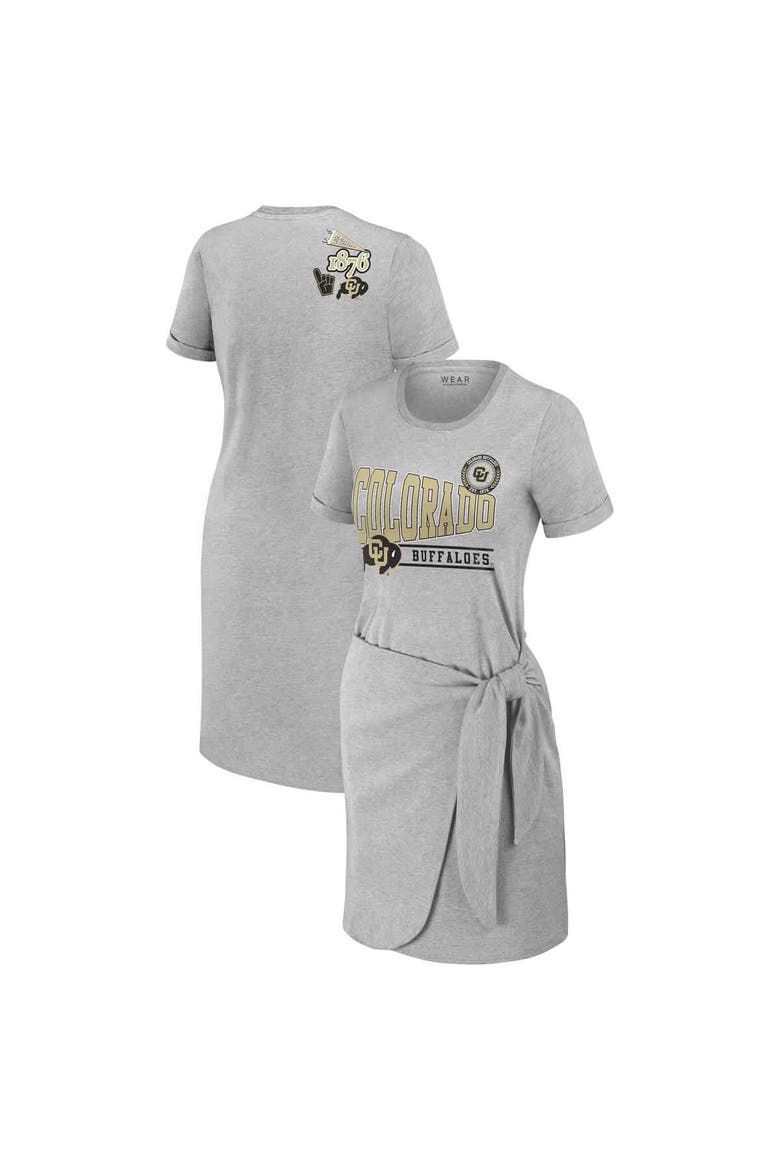 Women's WEAR by Erin Andrews Heather Gray Colorado Buffaloes Knotted T-Shirt Dress, Alternate, color, Heather Gray