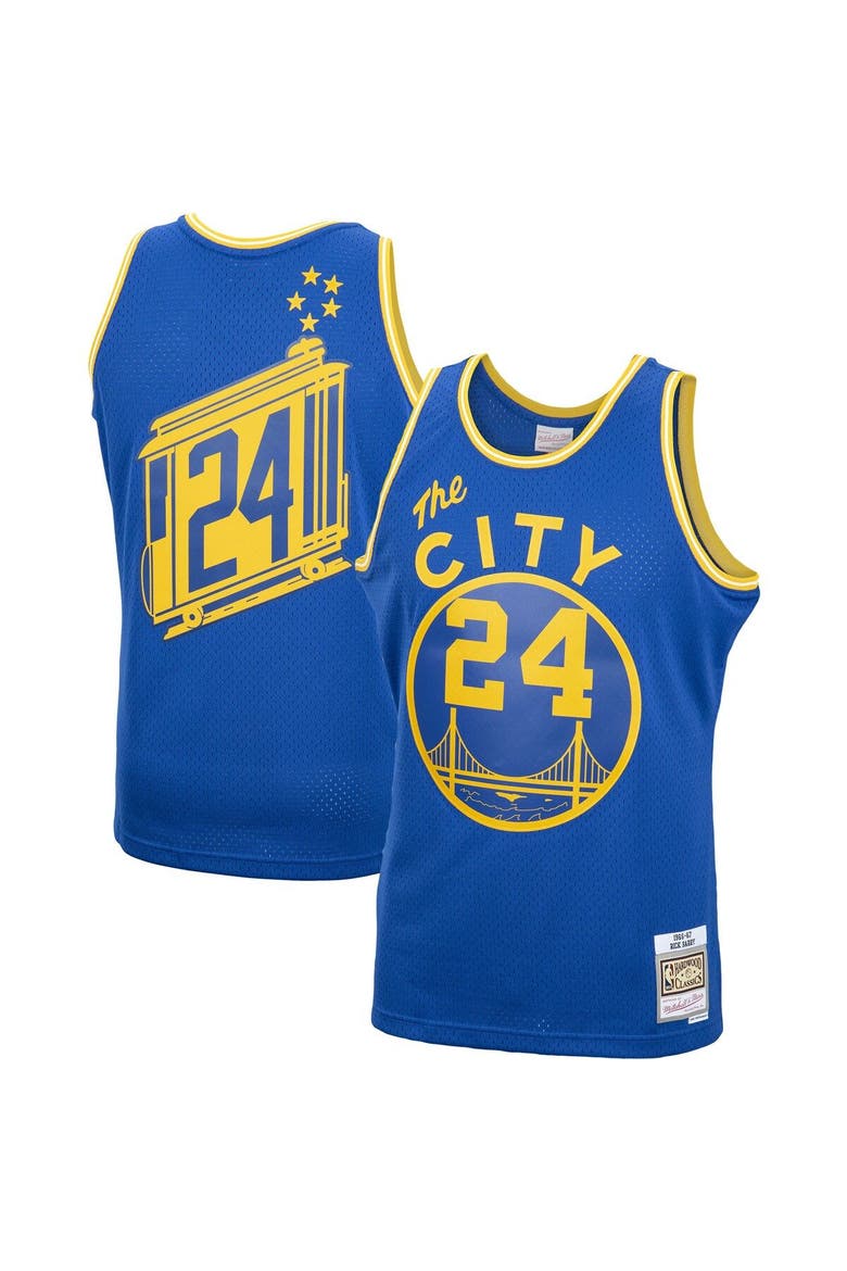 Men's Mitchell & Ness Rick Barry Royal Golden State Warriors 2001/02 Hardwood Classics Swingman Jersey, Main, color, Royal