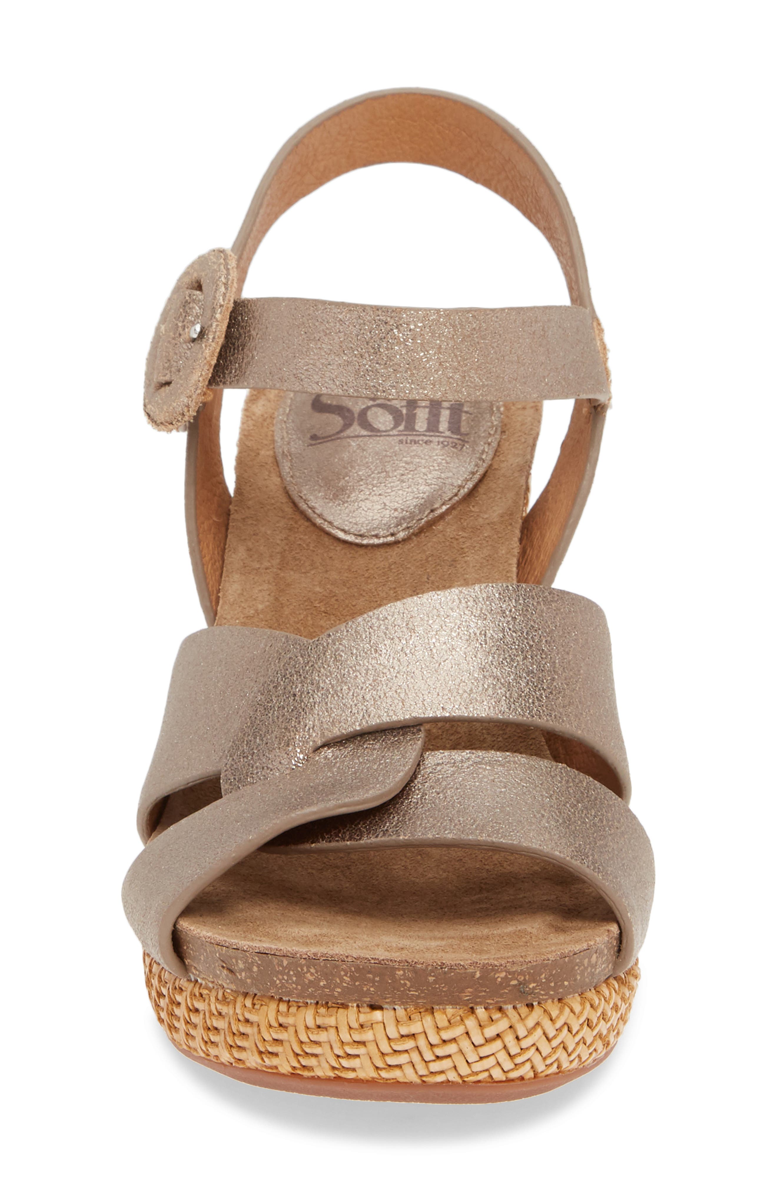 Casidy Wedge Sandal, Alternate, color, GOLD LEATHER