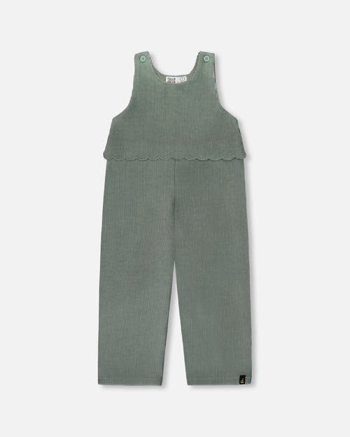 Deux Par Deux Stretch Velour Faux-layered Overalls In Green