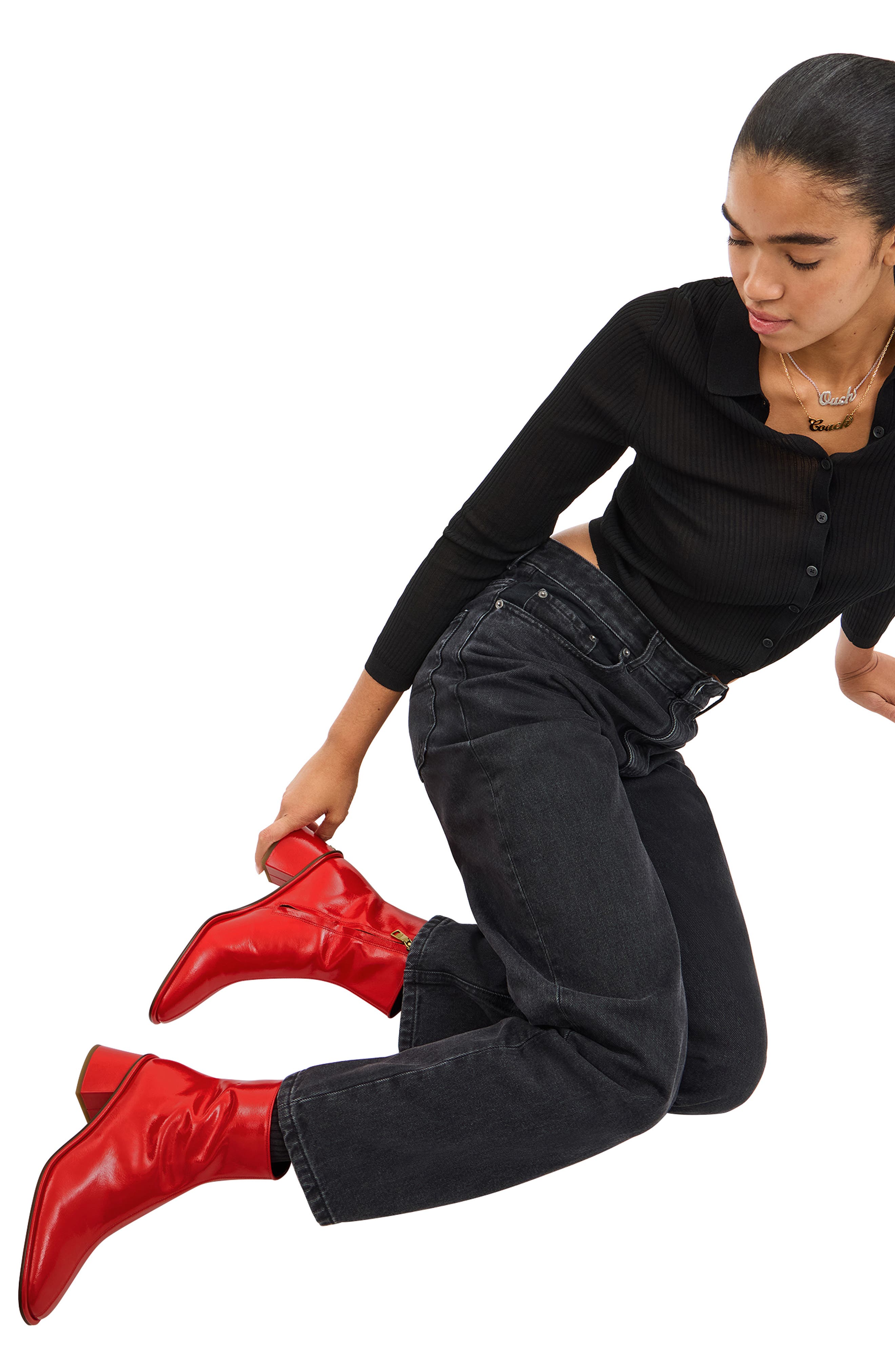 COACH Gigi Glazed Bootie, Alternate, color, Bright Red