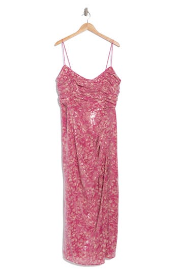 HUTCH HUTCH RUCHED BODICE SEQUIN SLIP GOWN