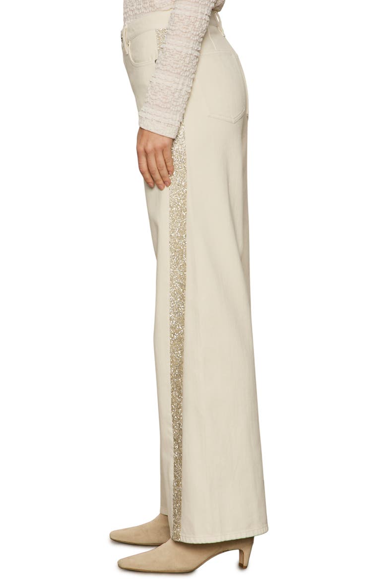 Cadence Shimmer Side Stripe High Waist Jeans, Alternate, color, VANILLA CREME