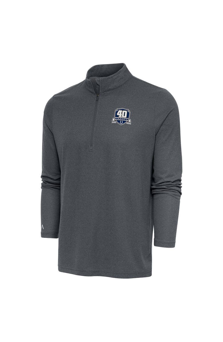 ANTIGUA Men's Antigua Charcoal Indianapolis Colts 40th Anniversary Epic Quarter-Zip Pullover Top, Main, color, 