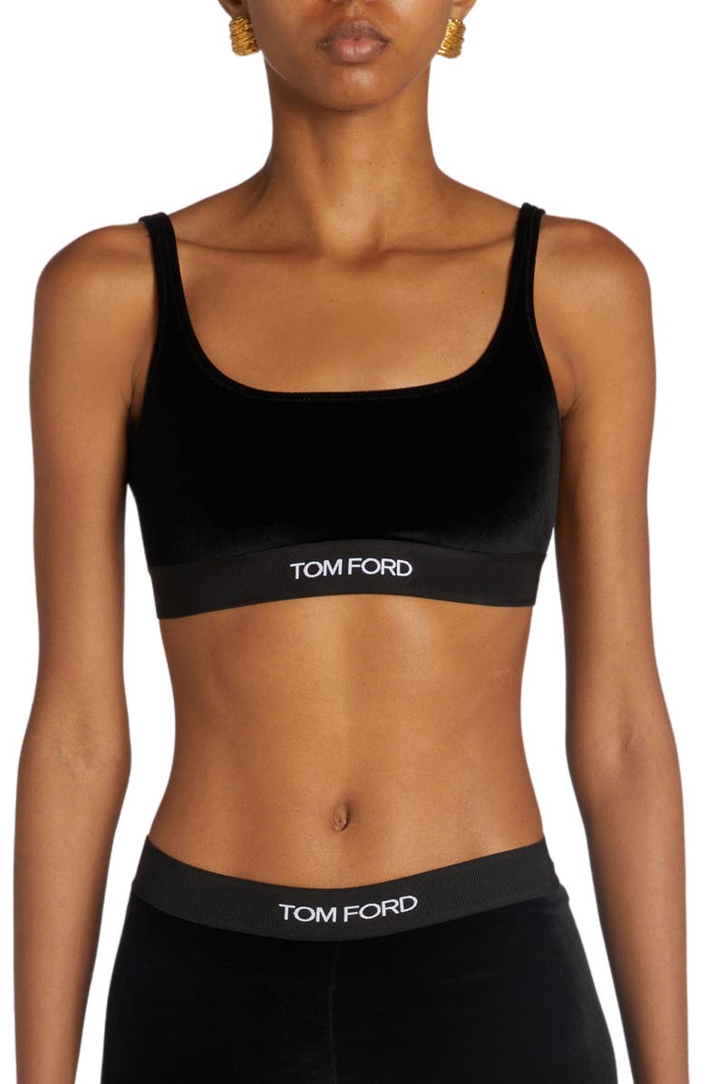 TOM FORD Signature Velour Bralette, Main, color, 