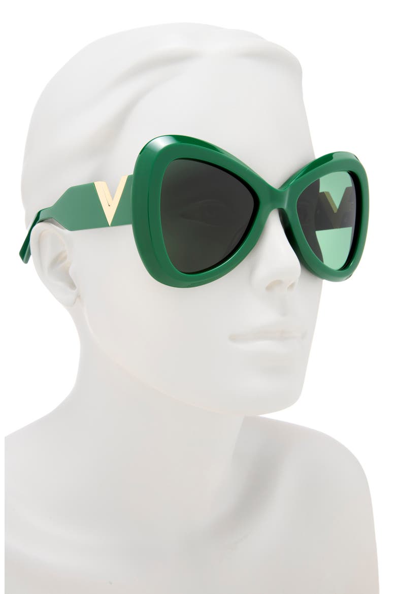 55mm Polarized Triangular Sunglasses, Alternate, color, GREEN GREEN GREEN