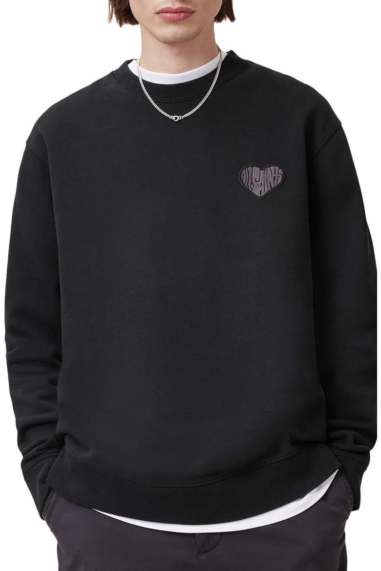 Lover Crewneck Sweatshirt, Main, color, WASHED BLACK