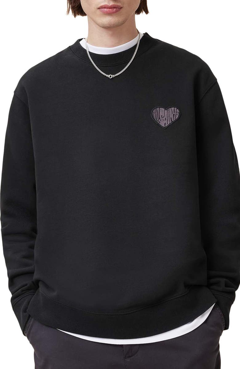 AllSaints Lover Crewneck Sweatshirt, Main, color, Washed Black