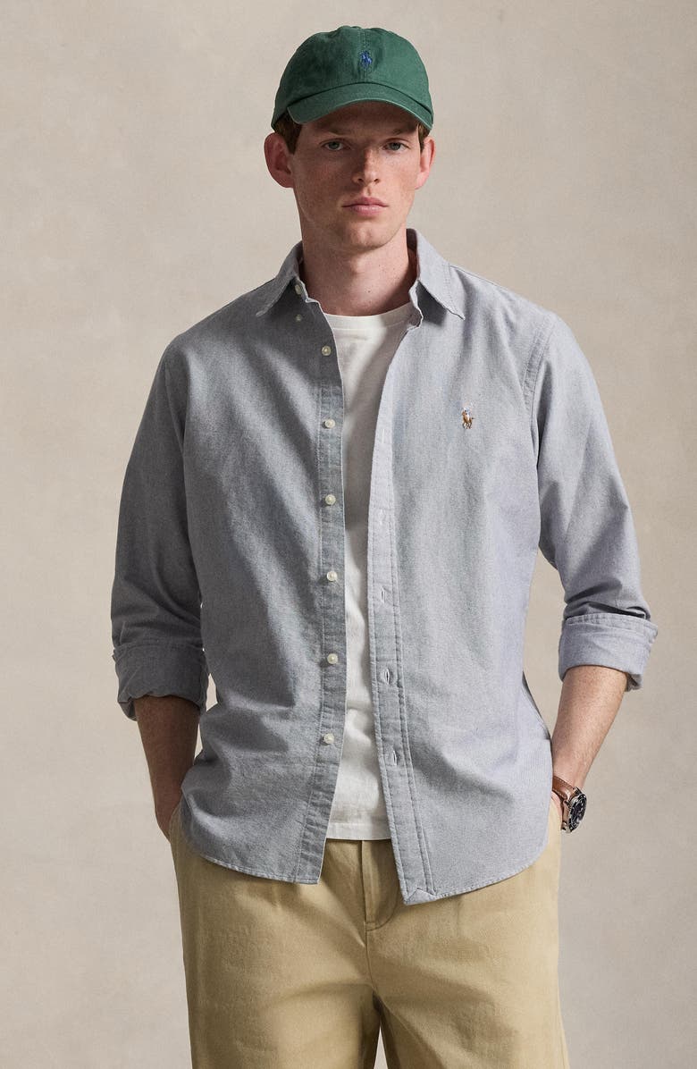 Polo Ralph Lauren The Iconic Solid Cotton Button-Down Oxford Shirt, Alternate, color, Navy