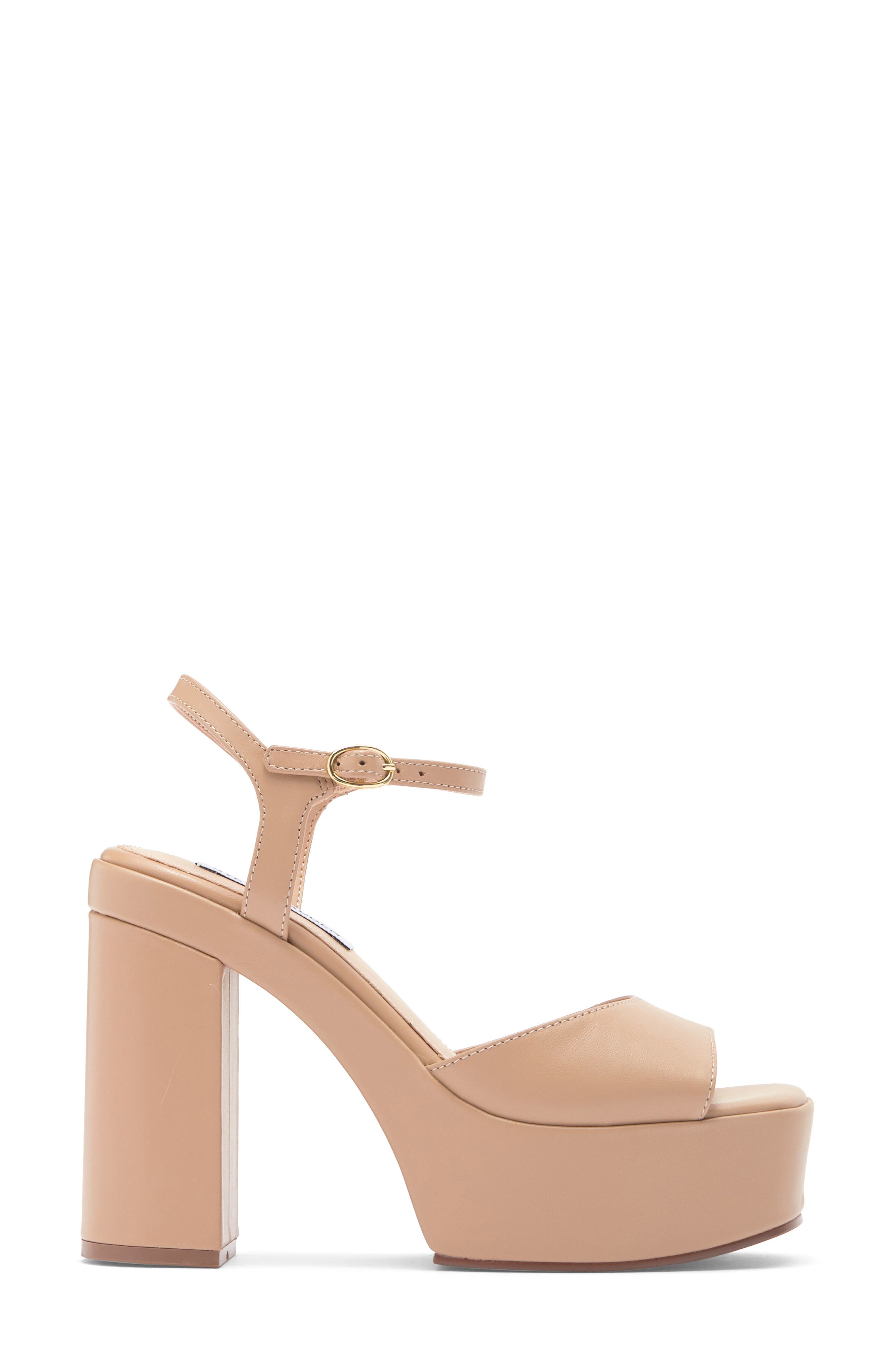 Steve Madden Odina Ankle Strap Platform Sandal, Alternate, color, Tan Leather
