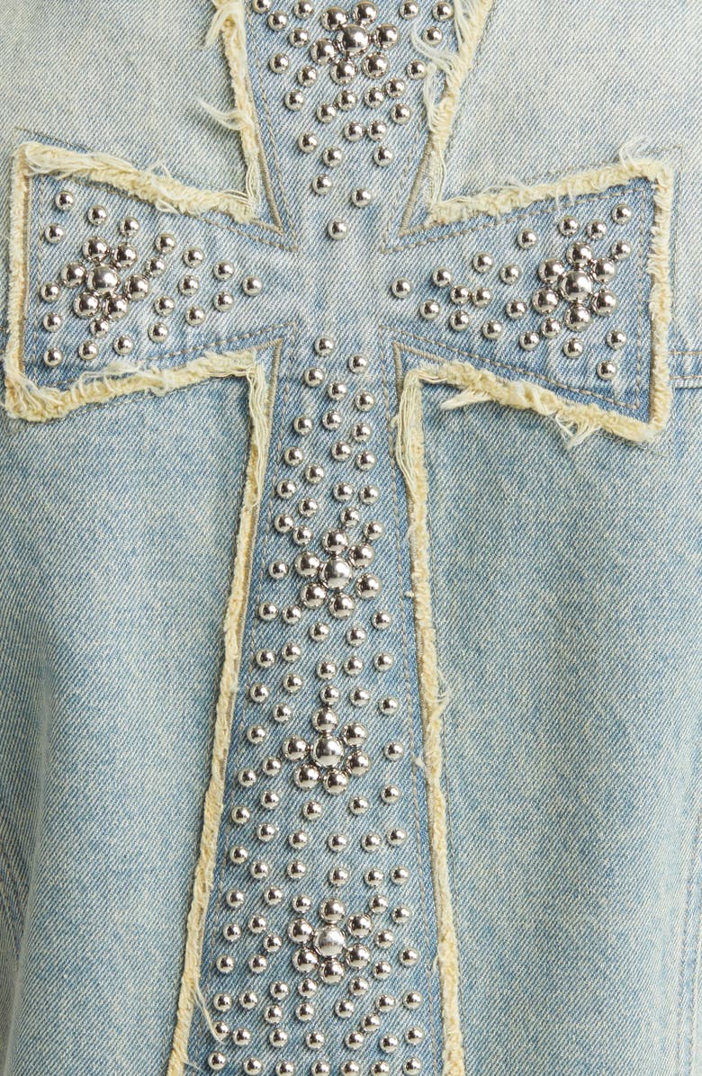 PTCL Studded Cross Denim Vest, Alternate, color,