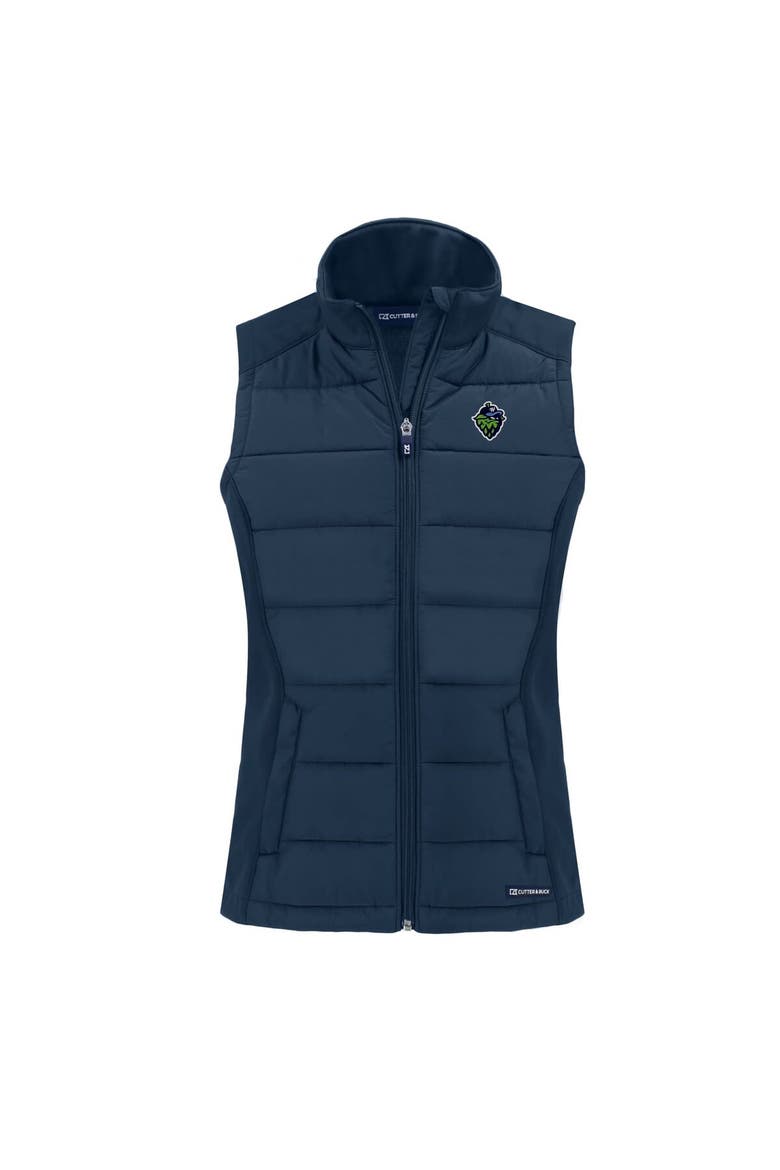 Women's Cutter & Buck  Navy Hillsboro Hops Evoke Hybrid PrimaLoft Eco Softshell Recycled Full-Zip Vest, Alternate, color, Navy